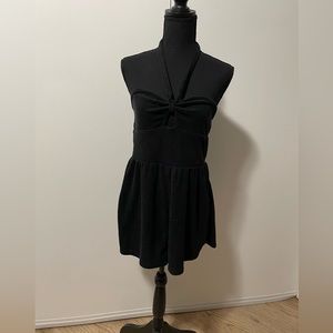 Black terry cloth romper